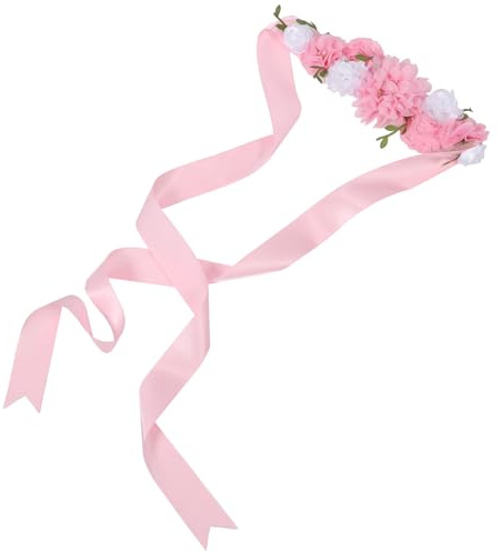 GALPADA Cintura Decorativa Floreale in Chiffon Rosa Fascia per la Pancia Cintura Fiori per Shower e Gravidanza Accessorio Morbido e Sicuro per Festa Maternità