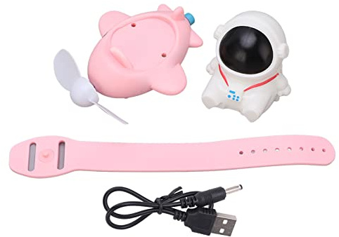 Ventilatore per orologio, mini ventilatore da polso, 3 in 1, ricarica USB, cinturino in silicone morbido per astronauta, per studenti, scrittura, compiti, attività all'aperto per
