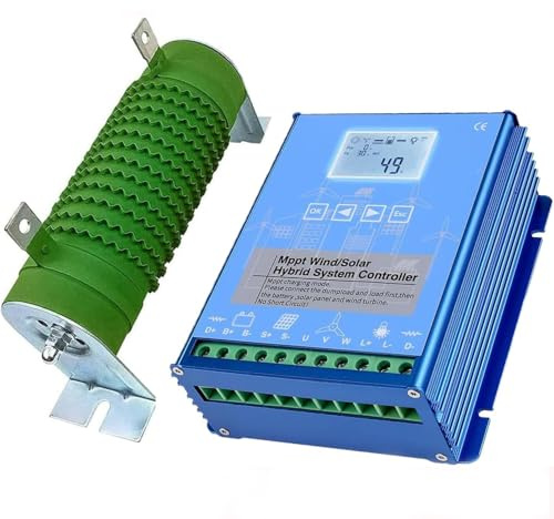 KX-ENERGIE MPPT Controlador de Carga Híbrido Solar Eólico 2000W ,1000w Solar y 1000w Energía Eólica Controlador Híbrido de Carga de 12V/24V Refuerzo Regulador de Batería,sin Bluetooth