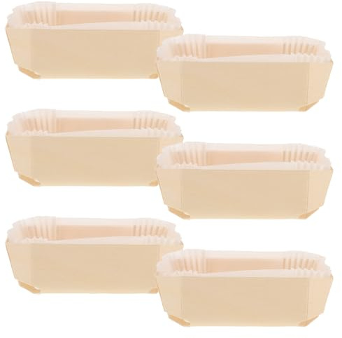 VALICLUD Teglie da Forno in Carta Base in Legno, Set da 6 Pezzi 140X90X45 MM per Cuocere Pane, Muffin e Dolci, per Cucina e Buffet
