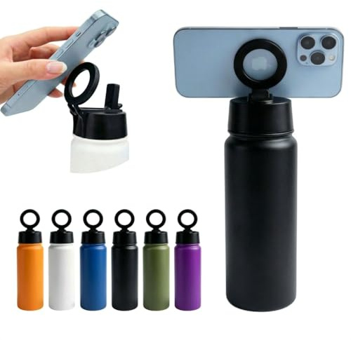 Shop SoftAir Magnetische Trinkflasche aus Edelstahl, 500 ml, mit integriertem Magnetfuß, 21,5 x 7 cm, erhältlich in 6 Farben (Schwarz)