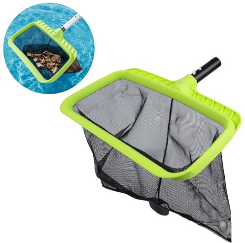 Retino Fondo Piscina PRO 46,5×36,5×35 cm, Rete Profonda a Maglia Fine Doppio Strato, Retino Raccogli Foglie Piscina, Telaio Rinforzato, capacità 5 kg, per Piscina Spa Laghetto, Senza Asta