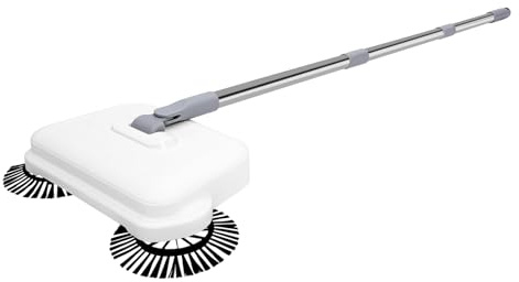 yunaoii Máquina de limpieza manual de suelos, giratoria de 360 grados, plegable, barredora de mano compacta, barredora de alfombras con cepillos de acero inoxidable, adecuada para suelos duros y