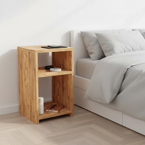 CARENZA HOME Nachttisch 3 Farben offenen Fächern Nachtschrank kompakt (Oak)