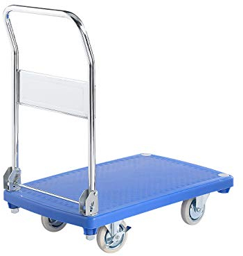 Schäfer Shop Transportwagen belastbar bis 200 kg. Transportwagen klappbar mit Vollgummireifen und klappbarem Bügel. Rollwagen Werkstatt Maße B 500 x L 810 x H 850 mm