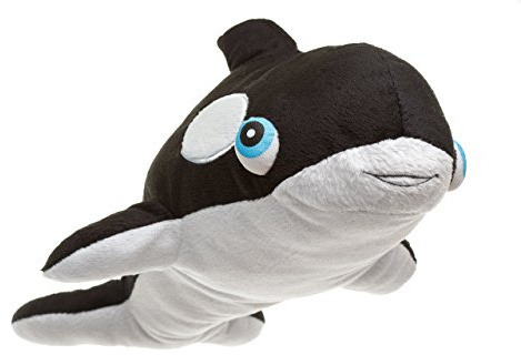 Joy ToyNight Buddies Oliver der Orca- 38 cm - weicher Plüsch mit aufleuchtenden Augen - beim Drücken leuchten die Augen auf, mit On-Off und Auto-Off nach 3 Minuten
