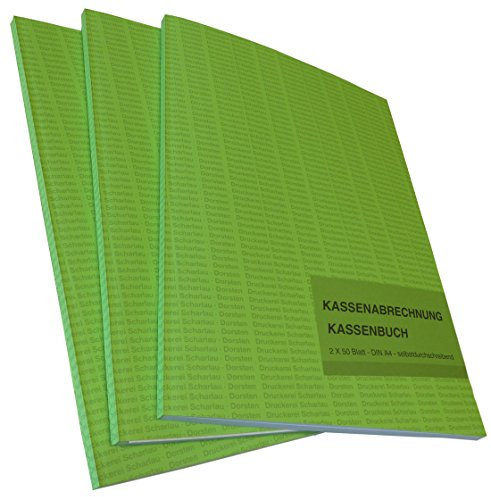 Druckerei Scharlau Kassenbuch A4 2x50 Blatt Selbstdurchschreibend Grün