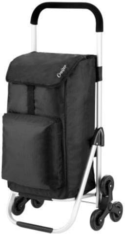Cruiser Einkaufswagen Treppensteiger 49+4 Liter - Einkaufstrolley 2 x 3 räder mit Kuhlfacher schwarz