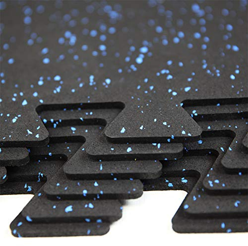 RevTime DIY ineinandergreifender Gummi-Übungsboden, 50,8 x 50,8 x 0,6 cm, Puzzle-Turnmatten für Garage, Fitnessstudio, Laufband, Fitnessboden (6 Fliesen mit 10 Kanten)
