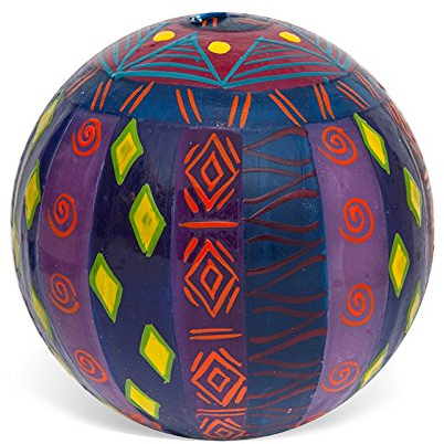Kapula Südafrikanische große Kugelkerze, Fair Trade, handbemalt, blauer Mond, 12 cm