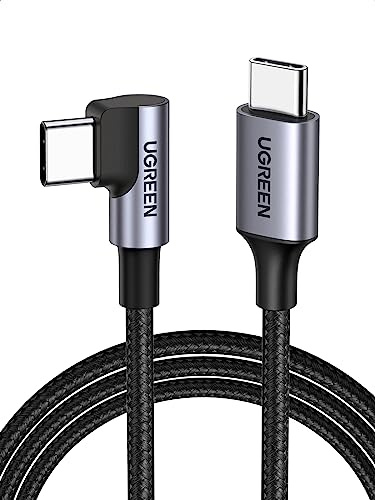 UGREEN 60W USB C-Kabel Till Vinkel PD 3.0 PPS Laddningskabel 90 Grader Kompatibel Med iPhone 15 Pro Max, Galaxy S23 S22 S21 S20 A54 Pixel 7 iPad Pro 12.9 iPad Mini 6 Steam Deck Etc. (2m)