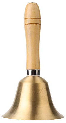 Handglocke, 8CM Copper Multifunktionshandglocke, Lauter Klang, Holzgriff, Tischglocke per Schulempfang Abendessen Weihnachtsdeko Schulkinder Spielzeug