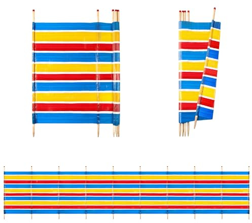 Yello Beach & Camping Windbreak, 5 Pole Sun & Wind Shelter, 120 x 287 cm Outdoor Privacy Screen