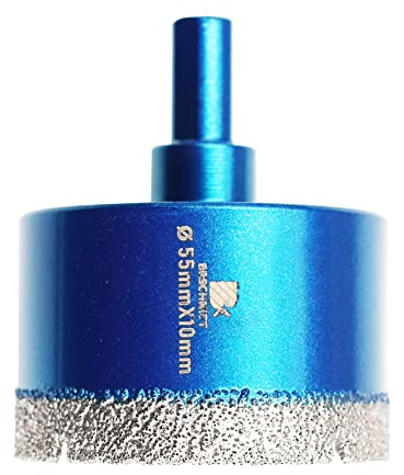 Dry Diamond Core Drill Bit Set,BRSCHNITT 55mm Diamond Hole Saw Core Drill Bit with Triangle Shank for Porcelain Tile Ceramic Stone Granite Marble
