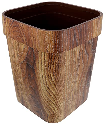 Alipis Wooden Waste Bin 12L Wood Grain Rectangular Trash can for Bathroom Kitchen Office Bedroom Decorative Rustic Tissue Box Holder