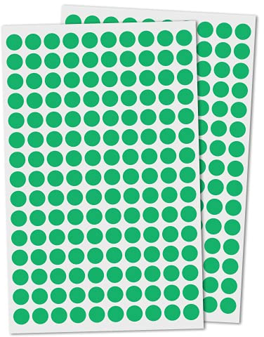 10mm Klebepunkte Etiketten Aufkleber Selbstklebende - (15.000 Stück, Grün) | Markierungspunkte Selbstklebend