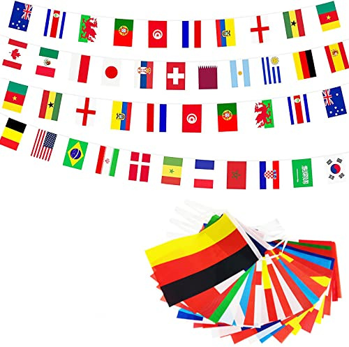 13M Guirnalda Banderas Olímpicas,50 Banderines de Países Diferentes,Guirnalda Banderas del Mundo para Eurocopa Bar Fiesta Jardín Al Aire Libre Eventos Internacionales y Celebración Decoración