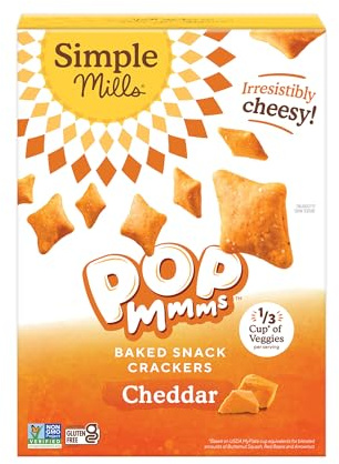 Simple Mills Pop Mmms Cheddar Baked Snack Crackers, Gluten Free, 4 Ounce (Pack of 1)