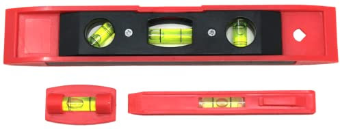 fiXte Niveau à bulle de 22,9 cm - Niveau à bulle de poche - 3 pièces - Outils de construction - Bricolage menuiserie