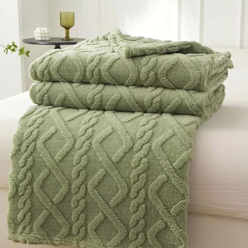 VANJOROY Fleece Blanket Large Throw for Sofa and Bed,400 GSM Lightweight Blanket, 100% Microfiber Fuzzy Soft Warm Cozy Fluffy Wool Throw for Chair,Couch,Travel.. (Sage Green, 150×200cm)