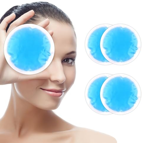 Poche de Glace Réutilisable (4 paquets), Masque pour Les Yeux,Compresse Froide et Chaude en PVC, Petit Pack de Glace en Gel, Glace Ronds, Poche de Gel Chaud Froid pour Enfant