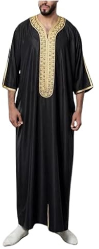 Greatfool Kaftano Uomo con Finiture di Alta qualità - Vestito Arabo Uomo in Stile Kaftan Marocchino discreto e Raffinato - S