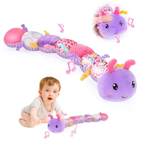CestMall Oruga musical para bebés Juguetes de peluche infantil Juguete felpa suave con crujido multisensorial, sonajero texturas para bebés 0-3-6-12 meses Recién nacido Niño Niña Niños Regalo (Purple)
