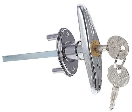 Uonlytech Kit Serratura Porta Garage Maniglia a t in Filo Di Acciaio, Blocco Albero Lungo Chiave Per Porte a Battente, Sicurezza Per Garage Residenziali e Commerciali