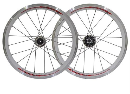 TLTDSMYF 16 Zoll Kinderfahrrad-Laufradsatz, V-Bremse, Faltrad, Vorder- und Hinterradsatz, 20H Singlespeed-Nabe mit 11T-Schwungrad, Doppelwand-Leichtmetallfelgen, 22 mm
