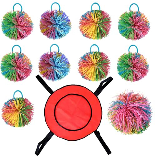 RtottiM 10 Stück Sensory Fidget Stringy Balls Wuschelball Bouncy Stress Balls Bunte Silikon Stringy Bälle Silikon Sensorik Bälle für Familienspiele, Freundesspiele