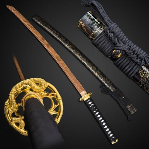HJHUUA 103 cm Lange Samurai-Schwerter aus natürlichem Rosenholz,handgefertigtes Bokken,hölzernes Samurai-Schwert für Geschenke,Displays,Kendo-Training,Dekoration,Cosplay