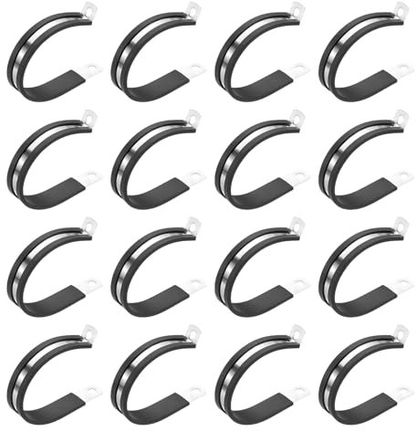 PATIKIL 2 Inch Cable Clamp, 16 Pack 304 Stainless Steel Rubber Cushioned Insulated Pipe Metal Clamp for Tube Pipe Hose Cable Wire Cord Installation