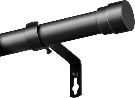 BellaHills Barra de Cortina Negra 76-349cm,Fundición de Hierro Ultraresistente,Soporte Ajustable 360°,Para Cortinas Extra Largas,Certificado 20kg Carg,Instalación con Taladro,diámetro 25mm
