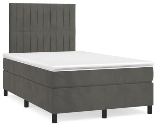 qohoio Boxspringbett mit Matratze Betten Mit Matratze Schlafzimmer Bett Boxspringbett Mit Matratze Dunkelgrau 120x190 cm Samt / 3270008