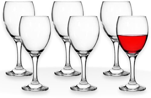 Sicignano | Calici da Vino Emperador 25 cl, Set 6 Pezzi, Ø6,5x17h cm, Vetro Trasparente, Lavabili in Lavastoviglie