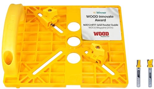 MICROJIG MatchFit Grid Routing Guide – Precision Tool for Dovetail Clamping Tracks, Easy Setup, Self-Indexing Design, Compatible with Routers | Complete Kit for 1/4 Shank Bits, MFRG-400-025