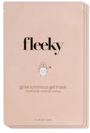 FLEEKY Glow Luminous Gel Maske – Strahlender Teint & intensive Feuchtigkeit – Mit Vitamin C & Niacinamid – Koreanische Gesichtspflege für Frauen & Männer (3 Stück)
