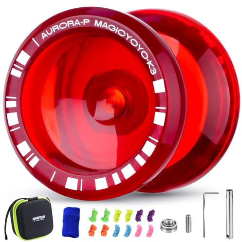 MAGICYOYO JoJo K3 Aurora-p, Responsive Yoyo für Kinder & Anfänger, Profi JoJo mit Leerlauf und Kugellager, Trick Jo Jo für Finger Spin, Doppelzweck Jo-Jo mit 12-Saiten, Lagersatz, Gehäuse