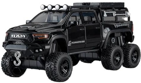 EMRGAZQD Motorfahrzeuge Replika Auto 1:32 for Dodge RAM 1500 TRX 6X6 Tyrannosaurus Rex Picku Legierung Auto Modell Sammlerstücke Geburtstag Originalgetreue Nachbildung(Black)