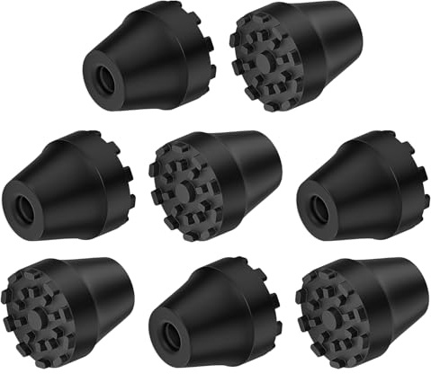 supregear 8-Pack Ersättningsgummitoppar för Vandringstavar och Promenadkäppar, Halkfria Stötdämpande Svarta Fötter, Universell Passform för 11 mm Standardkäppar och Hopfällbara Stav
