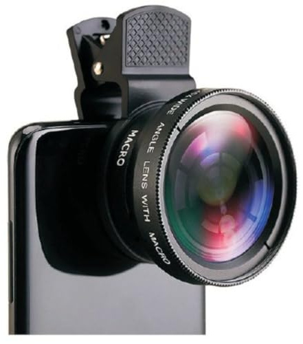 0.45x Wide Angle Lens for Mobile Phone, Clip on Zoom Camera Lense 15X Macro, Muti Functions Telephoto Micros Lens for Enhanced Mobile Photos (Black)