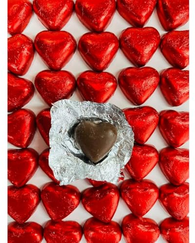OYOY | 500 g rote Schokoherzen einzeln verpackt | Milchschokolade mit Milchcremefüllung | Süßigkeiten Geschenk für Valentinstag Hochzeit Geburtstag