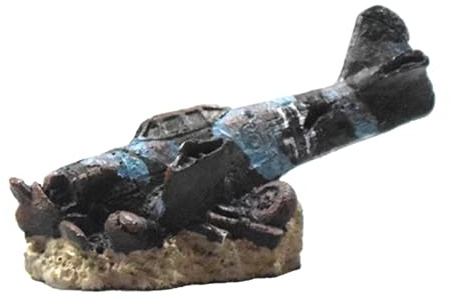 JWQFBC Flugzeugwrack Aquarium Statue Deko Aquarium Flugzeugwrack Resin Ornament Mini Simulation Unterwasserlandschaft für Reptilienbecken Aquaristik