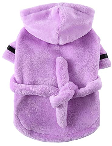 Robe de nuit pour hôtel - Peignoir pour animaux de compagnie - Serviette pour chat et chien - Vêtements pour animaux de compagnie (violet, M)