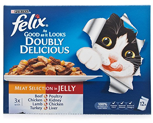 Felix So gut wie es aussieht gemischt Geschmack Katze Lebensmittel – doppelt Leckere Fleisch Wet – 48 x 100 g Beutel