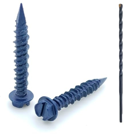 BCP Fasteners 3/16 x 1-1/4 Concrete Screws 100Pack with Drill Bit for Easy Installation, Hex Head Diamond Tip Concrete Anchors, Rust Resistance, Versatile for Brick & Block(BCP486)