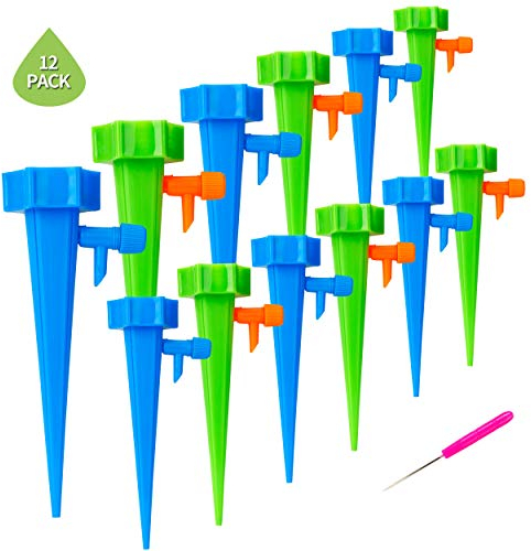 HONGXIN-SHOP Dispositivo de Riego Automático Puntas de Riego Ajustables Sistema de Irrigación con Válvula de Control de Liberación Lenta Interruptor para Jardín Hogar Interior y Exterior 12 Piezas