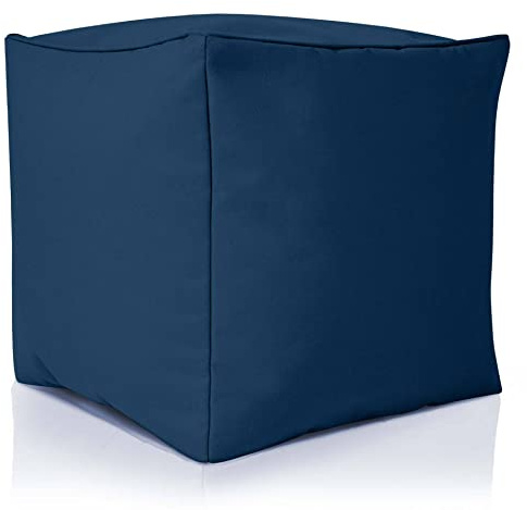 Green Bean Outdor Pouf-Hocker 40x40x40cm mit EPS-Perlen Füllung - Erweiterung & Addon für Sitzsäcke: Fußhocker Fußkissen - Bodenkissen Kinder & Erwachsene - Fußablage Sitzkissen Dunkelblau