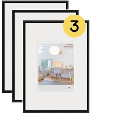 Walther Design Cadre photo noir 40 x 60 cm avec verre d’art 3 pack, cadre en plastique New Lifestyle KVX460B3