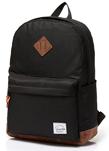 VASCHY - Zaino per la scuola, per computer portatile, per il tempo libero, Nero, taglia unica, Zaino daypack